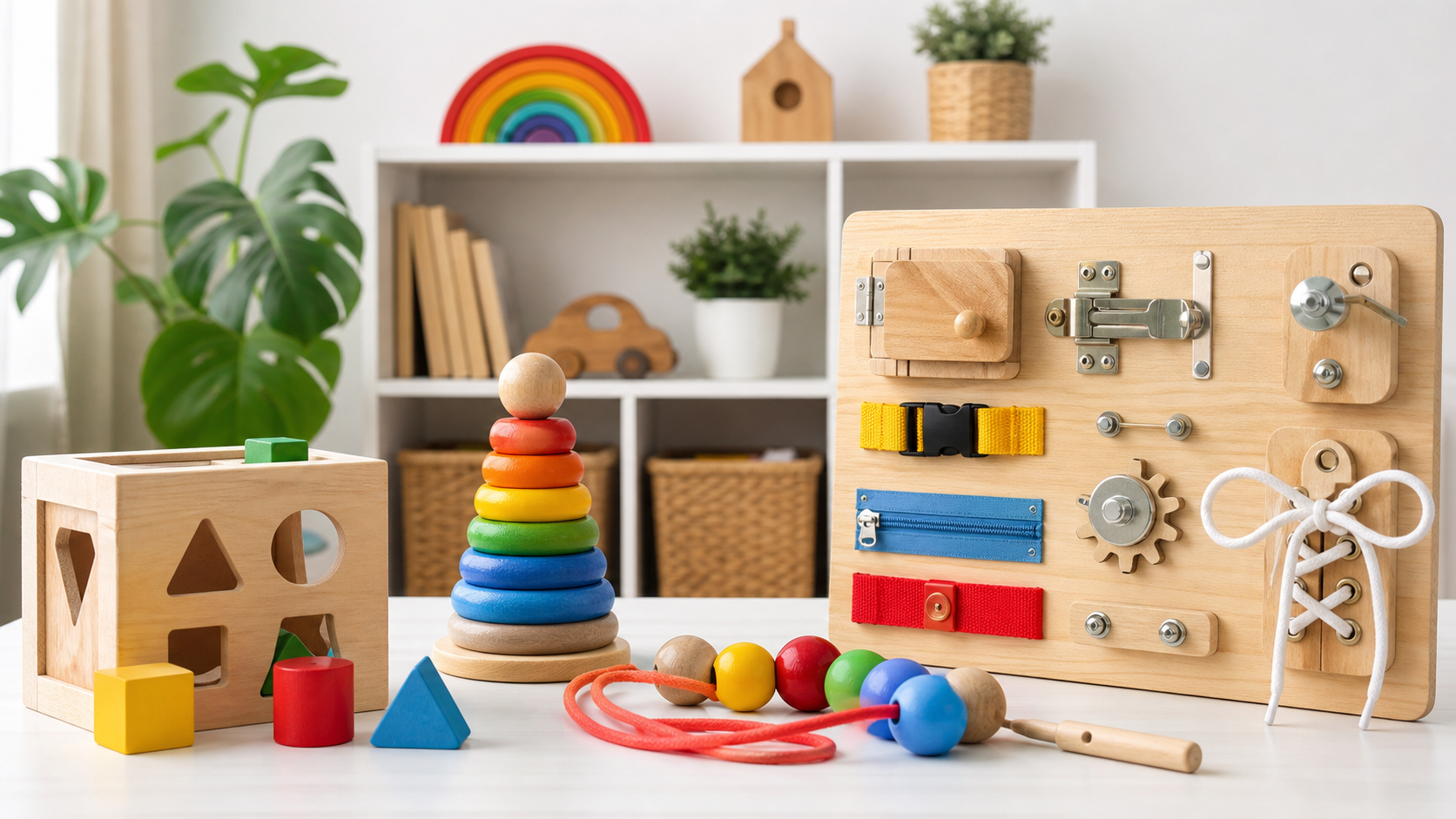 Đồ chơi Montessori hỗ trợ vận động tinh trong góc chơi giáo dục