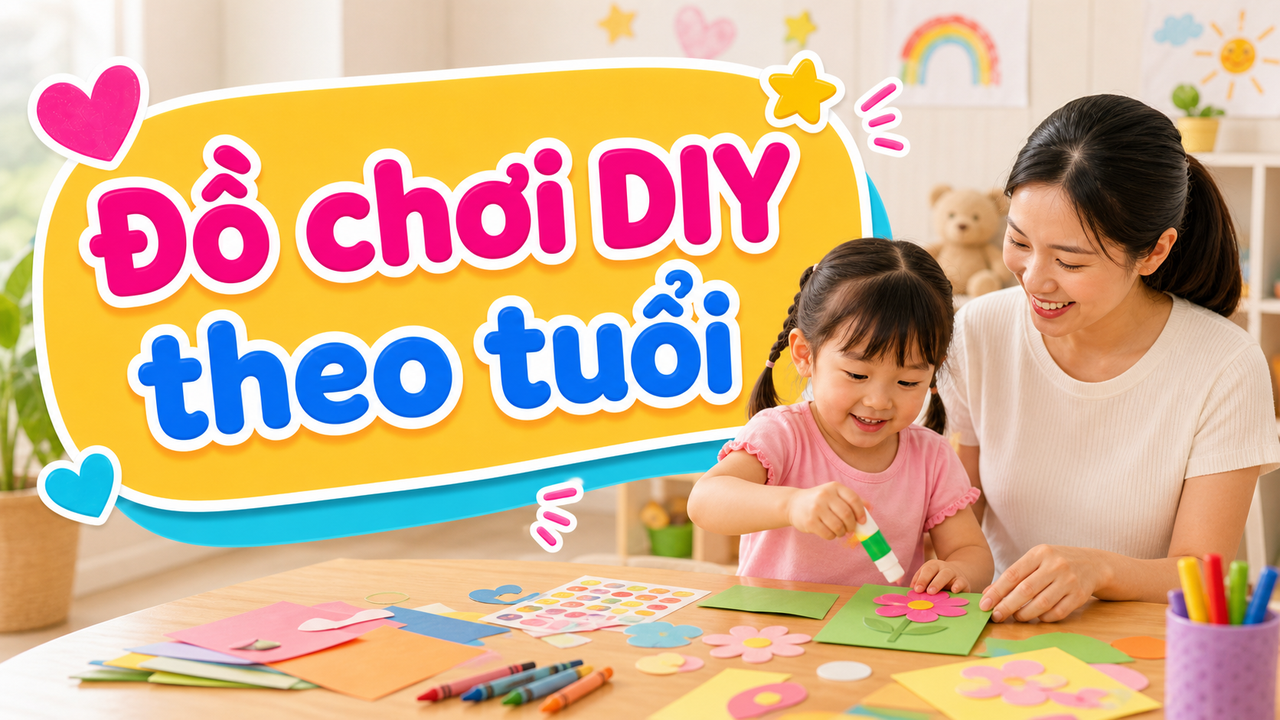 Bé làm đồ chơi thủ công DIY cùng phụ huynh tại nhà