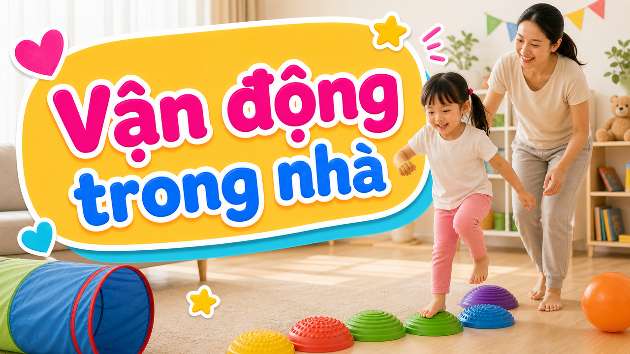 Đồ chơi vận động trong nhà giúp bé tiêu hao năng lượng an toàn