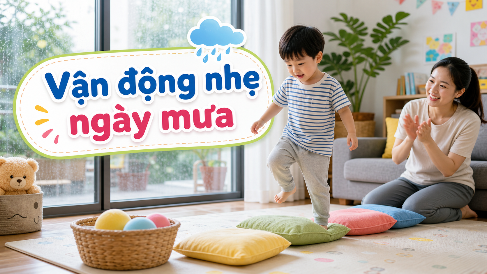 Trò chơi vận động nhẹ trong nhà cho bé ngày mưa