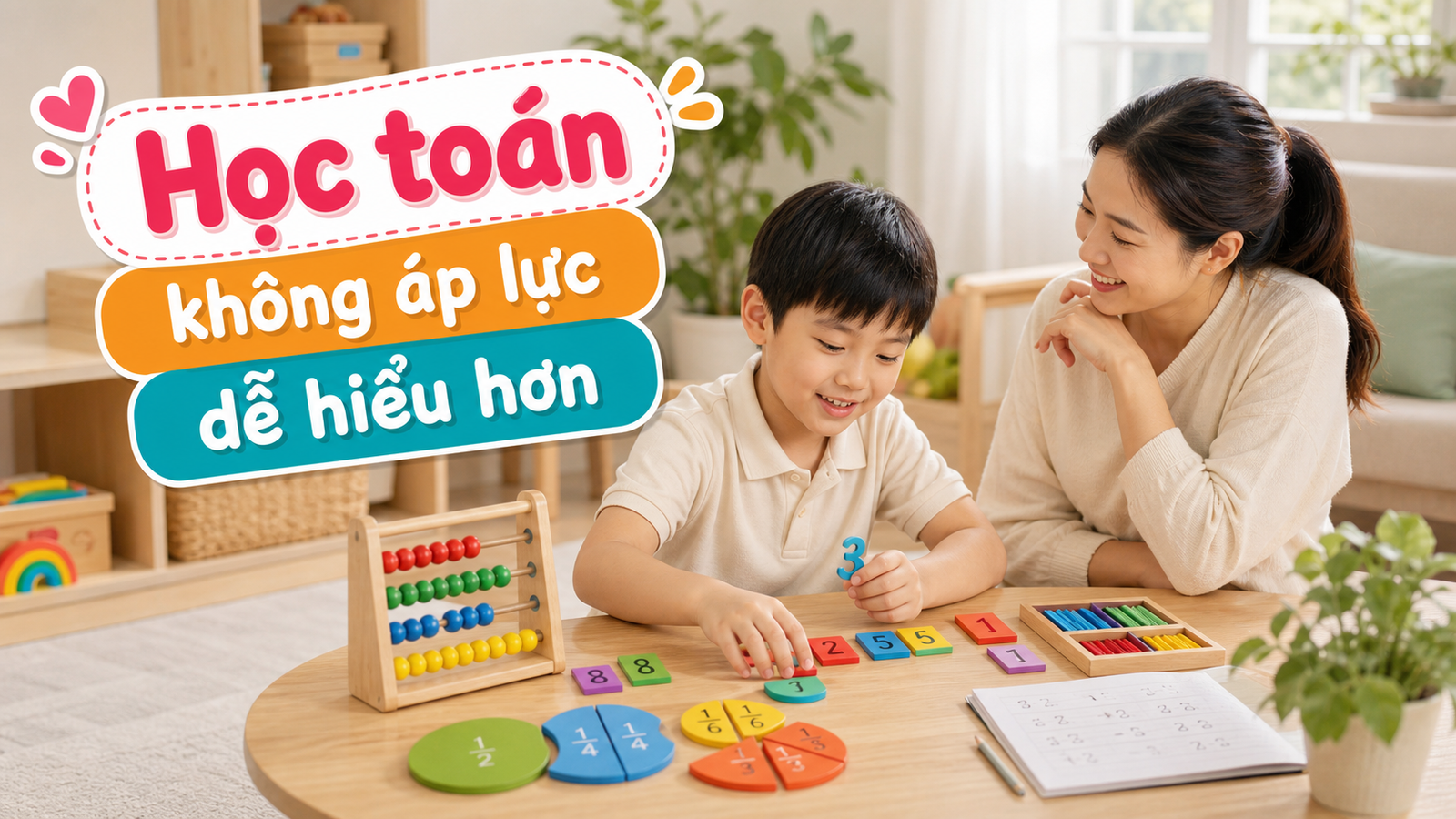 Đồ chơi học toán cho bé tiểu học: học cộng trừ, phân số mà không áp lực
