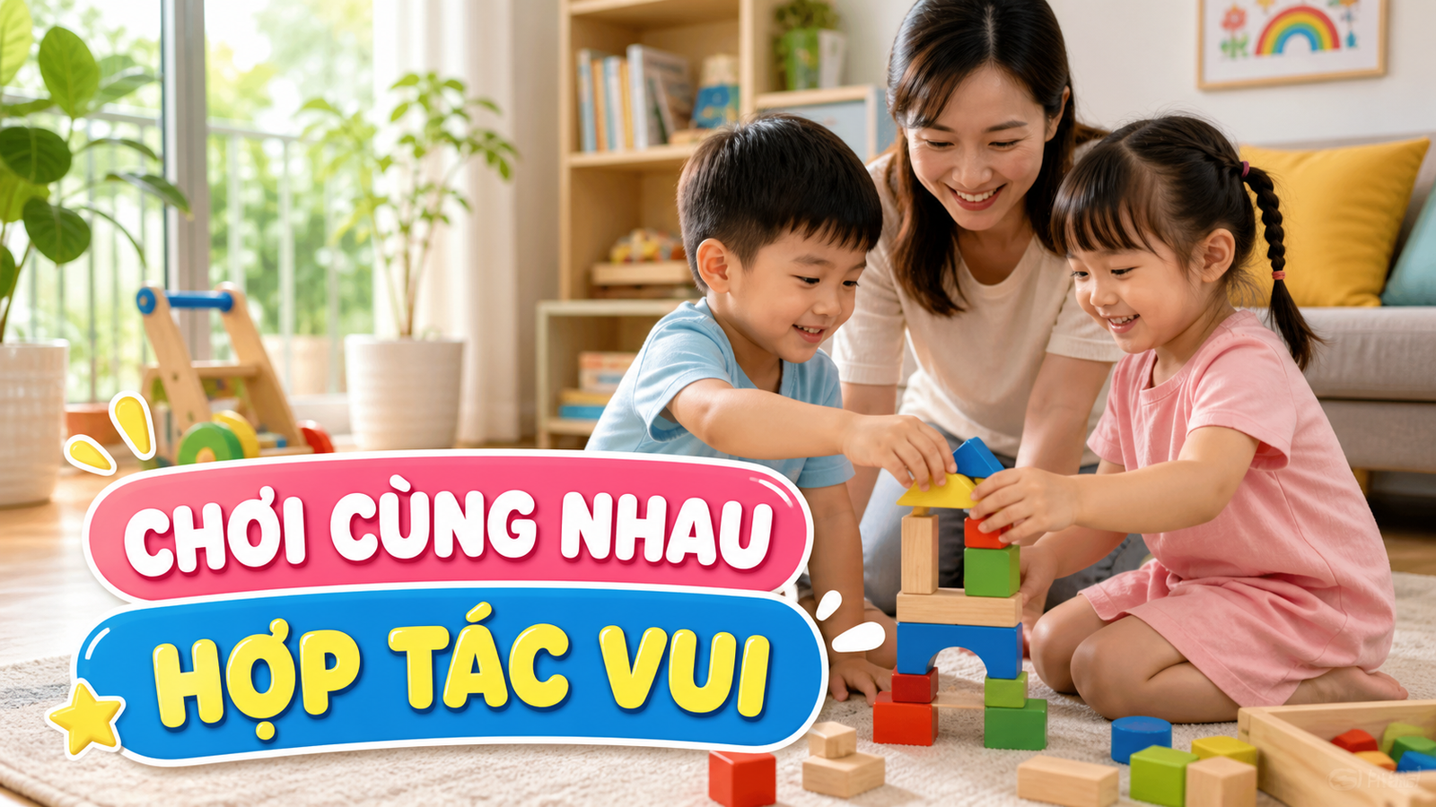 Trò chơi hợp tác 2 người cho bé 3-6 tuổi: chơi cùng anh chị em