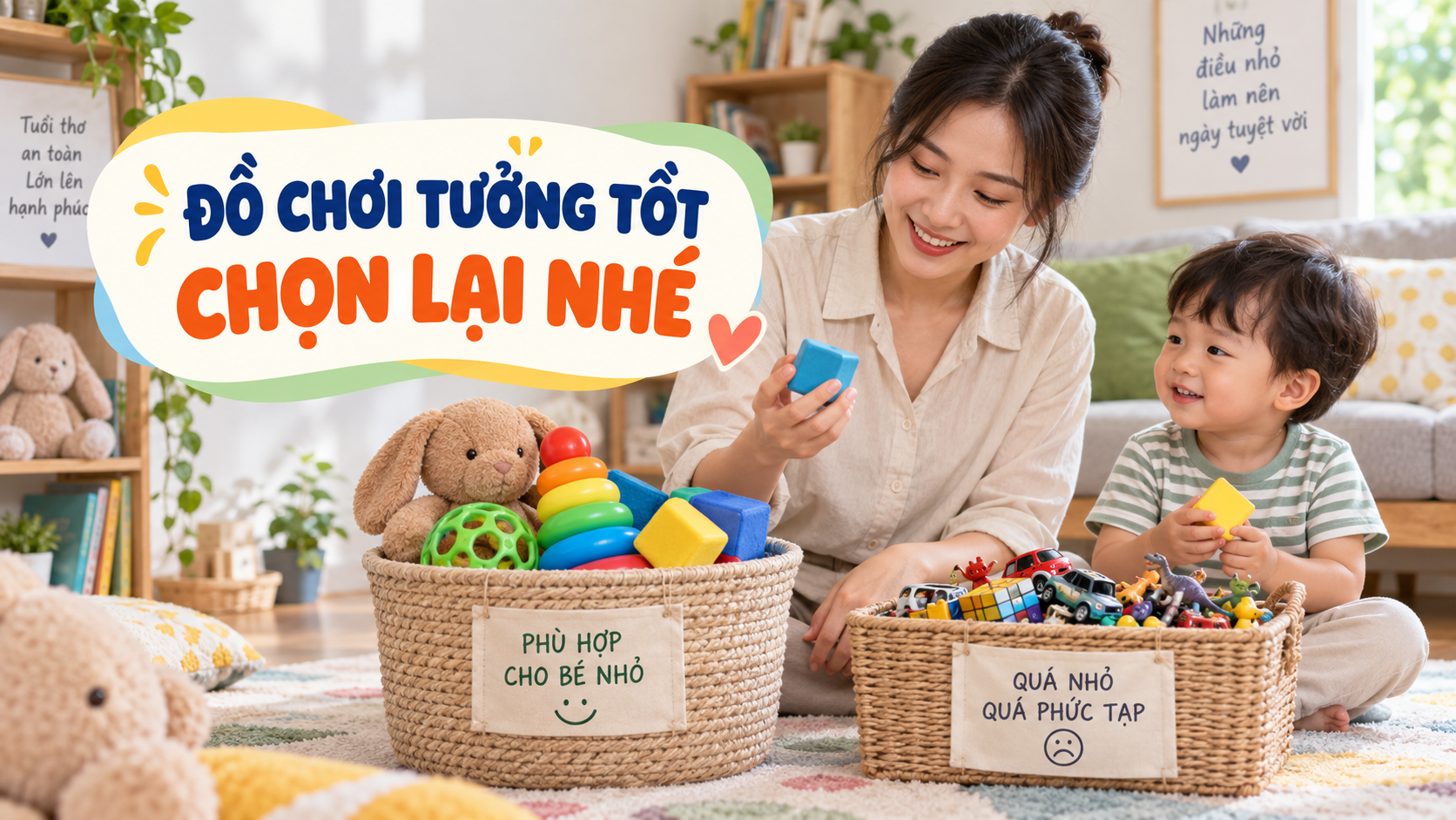 Mẹ phân loại đồ chơi phù hợp và chưa phù hợp cho bé 2-3 tuổi