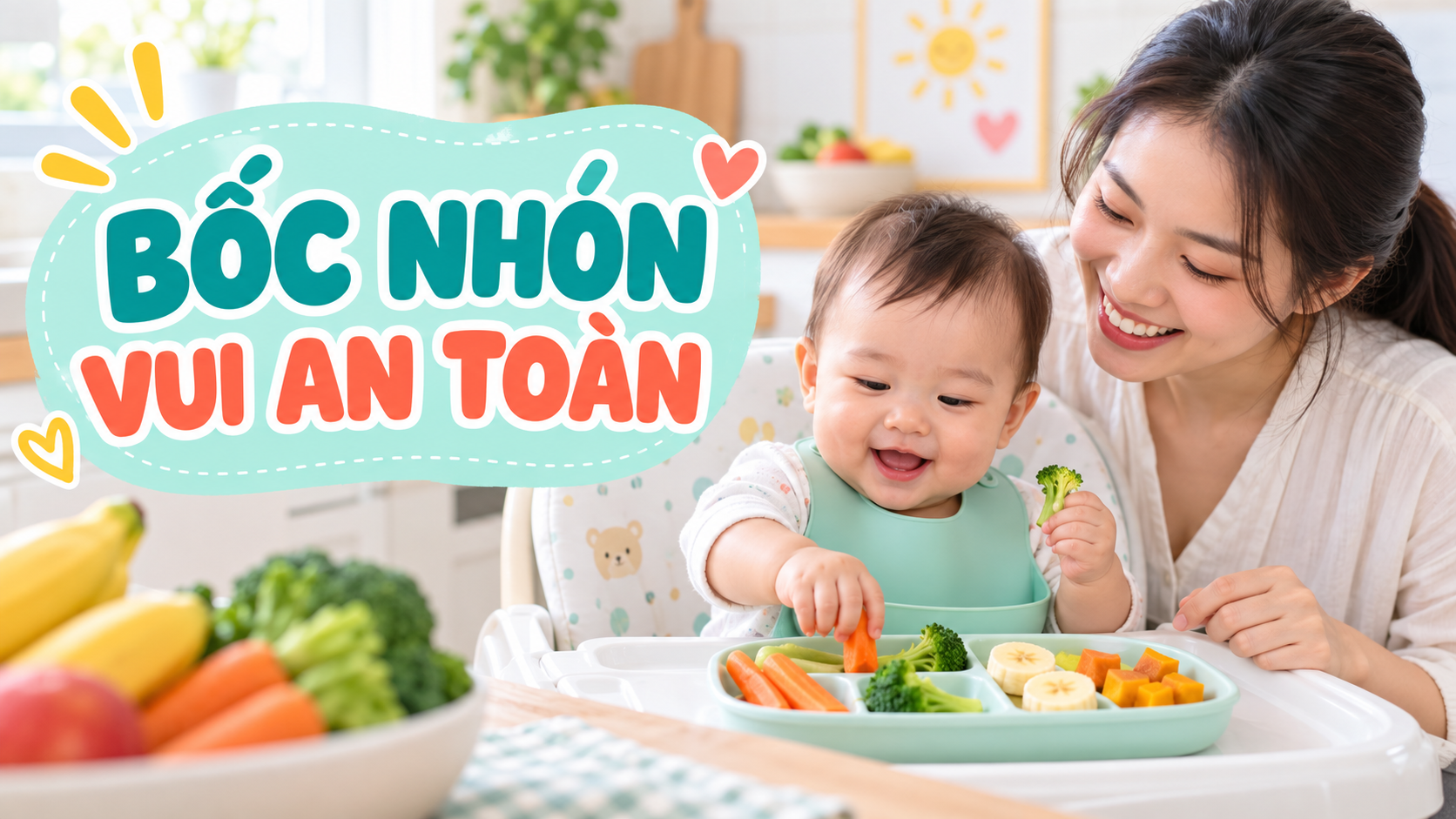 Bé 6-12 tháng tập bốc nhón: biến bữa phụ thành giờ chơi an toàn