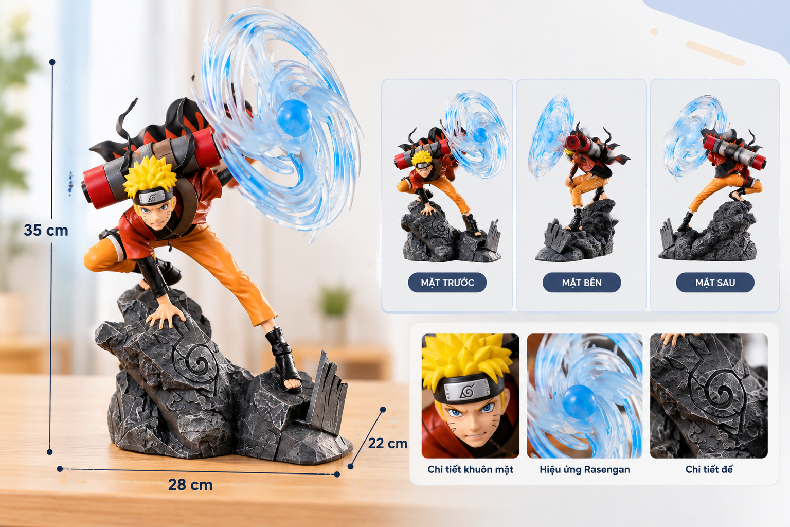 Mô hình naruto uzumaki nhân vật anime hiền nhân chiến đấu rasen shuriken Fullbox 32cm decor quà tặng bạn trai Aquakids - Ảnh kích thước sản phẩm