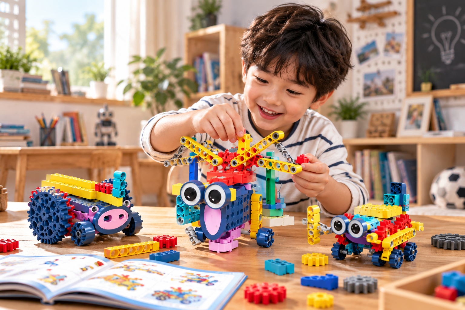 Bộ đồ chơi lắp ráp mô hình có động cơ gạch 3d stem robot cho bé Aquakids - Ảnh lifestyle / cách chơi