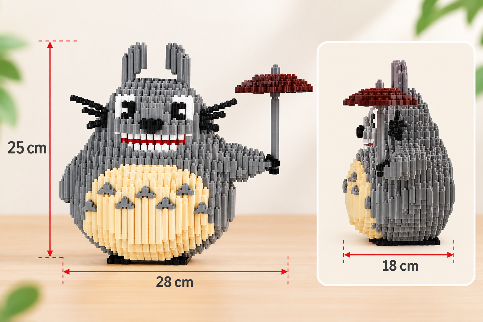 Mô hình lắp ráp Totoro nhân vật hoạt hình giá rẻ Aquakids - Ảnh kích thước sản phẩm