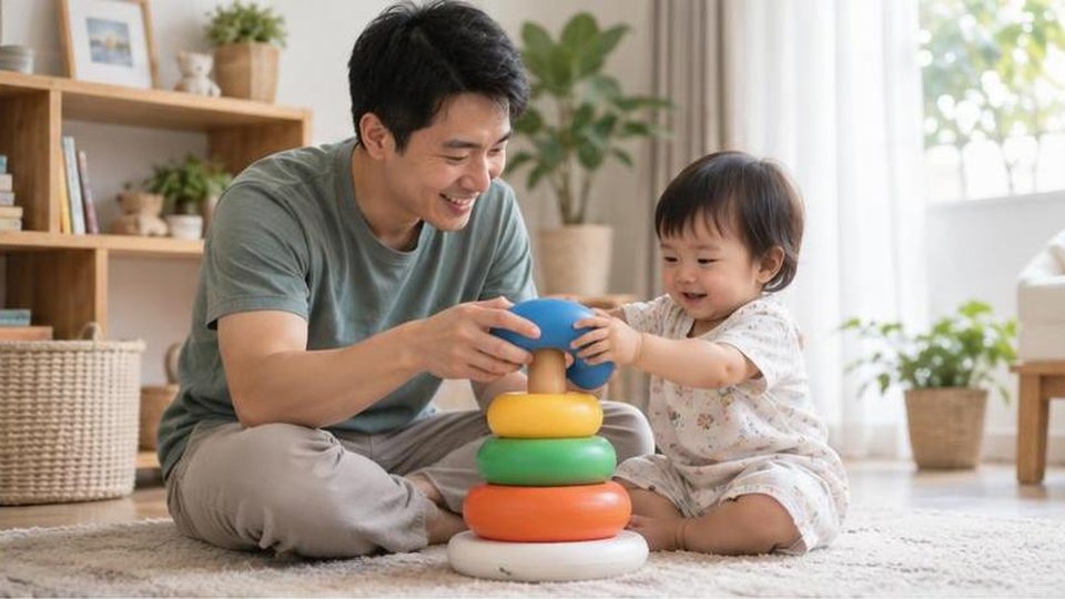 Minh họa riêng cho bài Xâu hạt lớn cho bé: chơi khéo tay mà vẫn an toàn - cảnh chơi 2, không có chữ trên ảnh