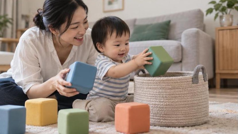 Minh họa riêng cho bài Xâu hạt lớn cho bé: chơi khéo tay mà vẫn an toàn - cảnh chơi 3, không có chữ trên ảnh