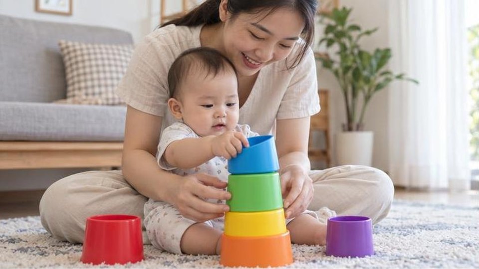 Minh họa riêng cho bài Nhà bếp đồ chơi cho bé: nhập vai nấu ăn và học chờ lượt - cảnh chơi 1, không có chữ trên ảnh
