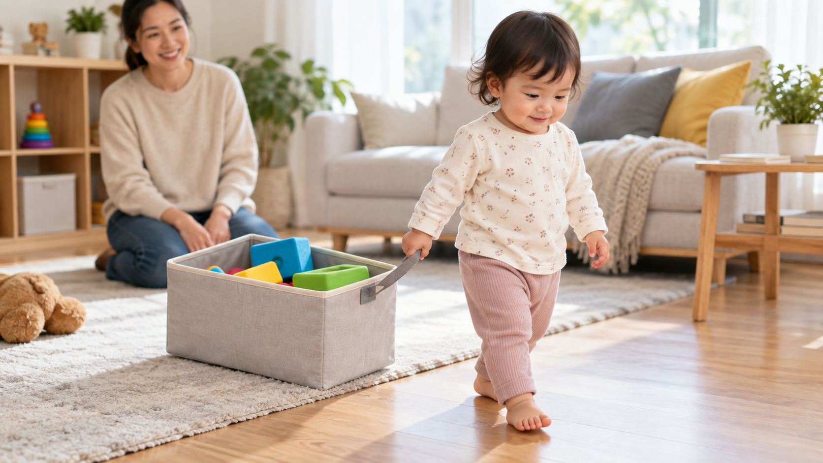 Kéo hộp dây ngắn cho bé 1-2 tuổi: chơi đi lại và cất đồ an toàn
