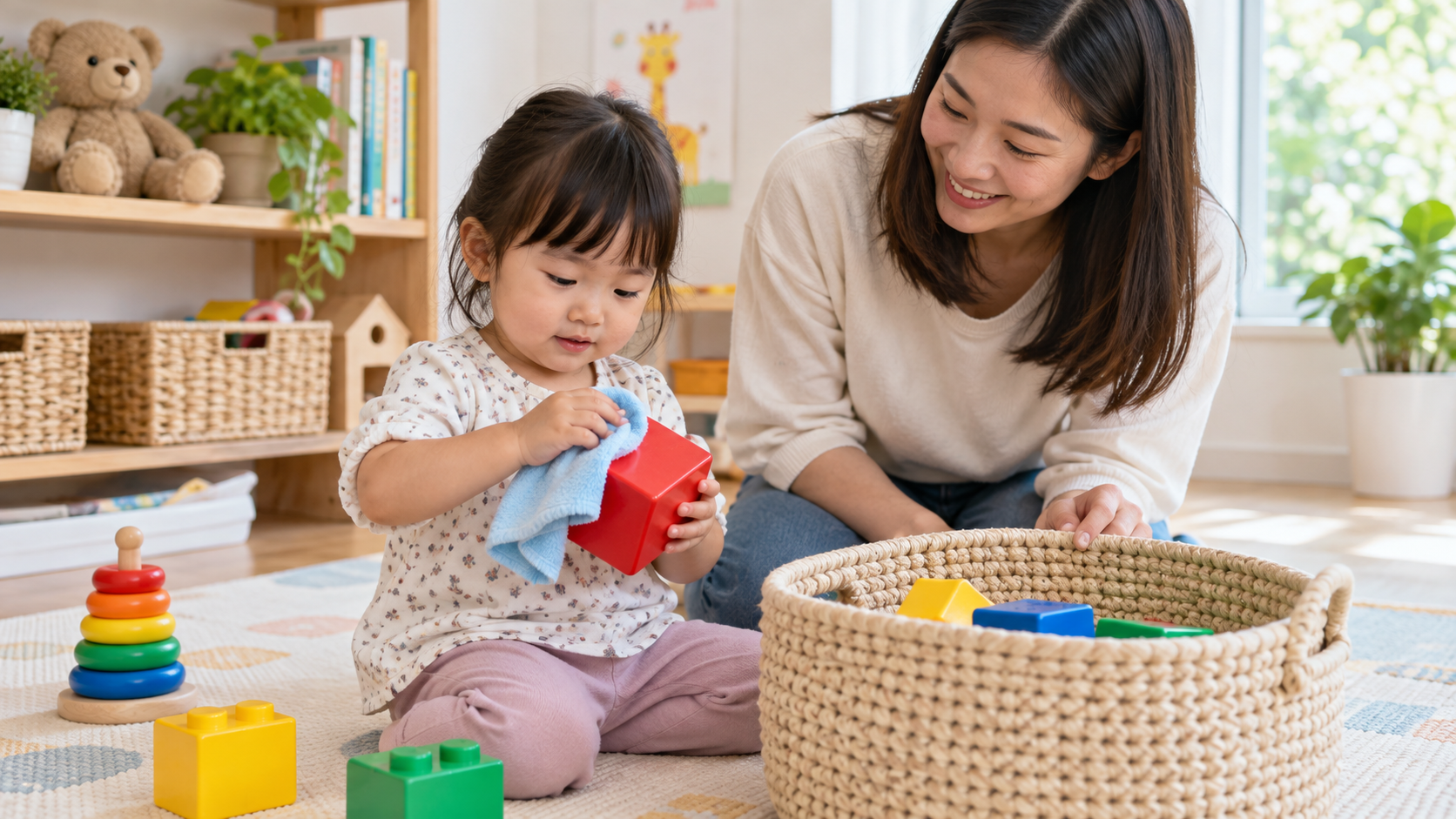 Bé lau khối đồ chơi lớn bằng khăn mềm