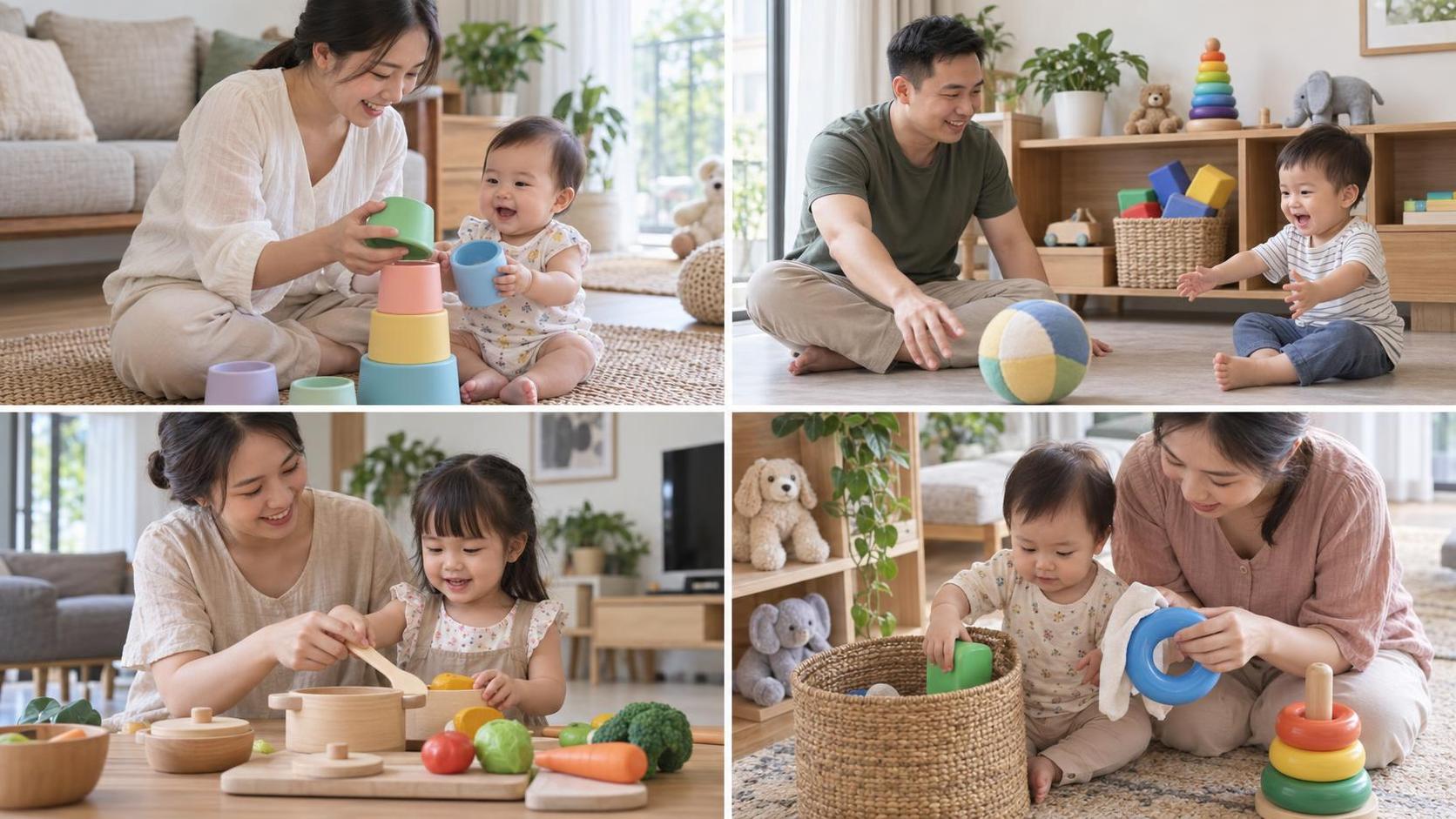 Bé 6-12 tháng ăn dặm với người lớn quan sát