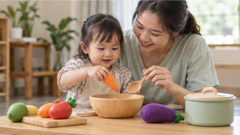 Bé luyện tay khéo với đồ chơi lớn không dùng hạt nhỏ