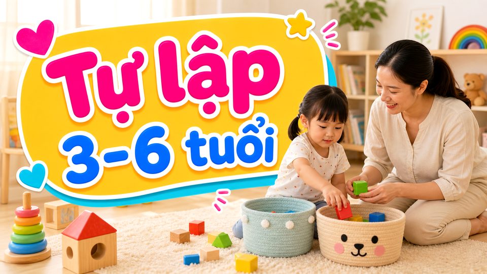 Minh họa cách chơi đồ chơi sáng tạo phụ kiện cho bé cùng bé độ tuổi của bé không dùng chữ trên ảnh