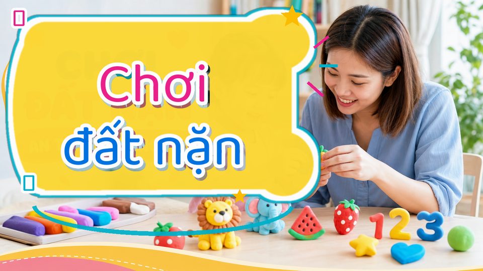 Phụ huynh chuẩn bị hoạt động cắt dán giấy cho bé cho bé độ tuổi của bé trong góc chơi an toàn