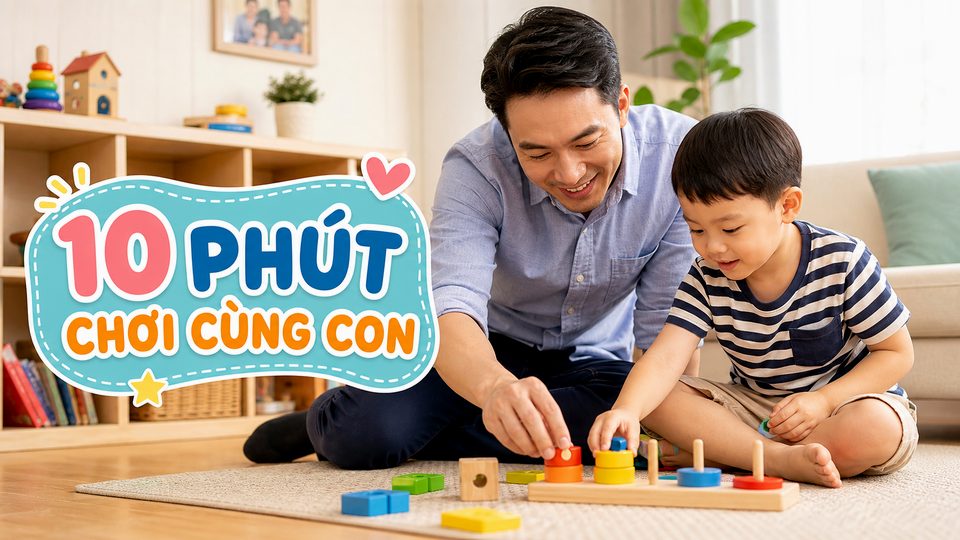 Phụ huynh chuẩn bị hoạt động bộ thẻ routine cho bé cho bé độ tuổi của bé trong góc chơi an toàn