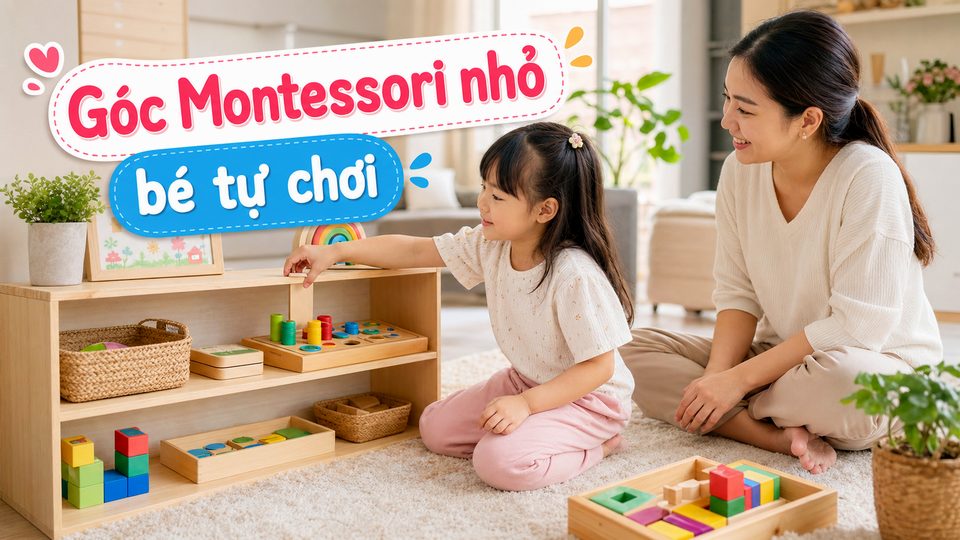 Phụ huynh chuẩn bị hoạt động trò chơi phân loại rác cho bé cho bé độ tuổi của bé trong góc chơi an toàn