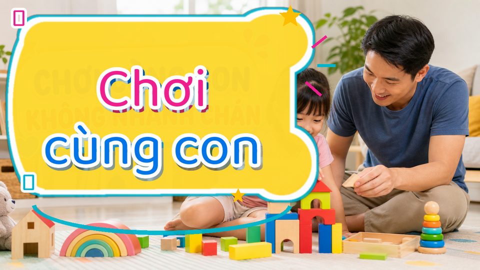 Minh họa cách chơi đồ chơi giúp bé kể chuyện cùng bé độ tuổi của bé không dùng chữ trên ảnh