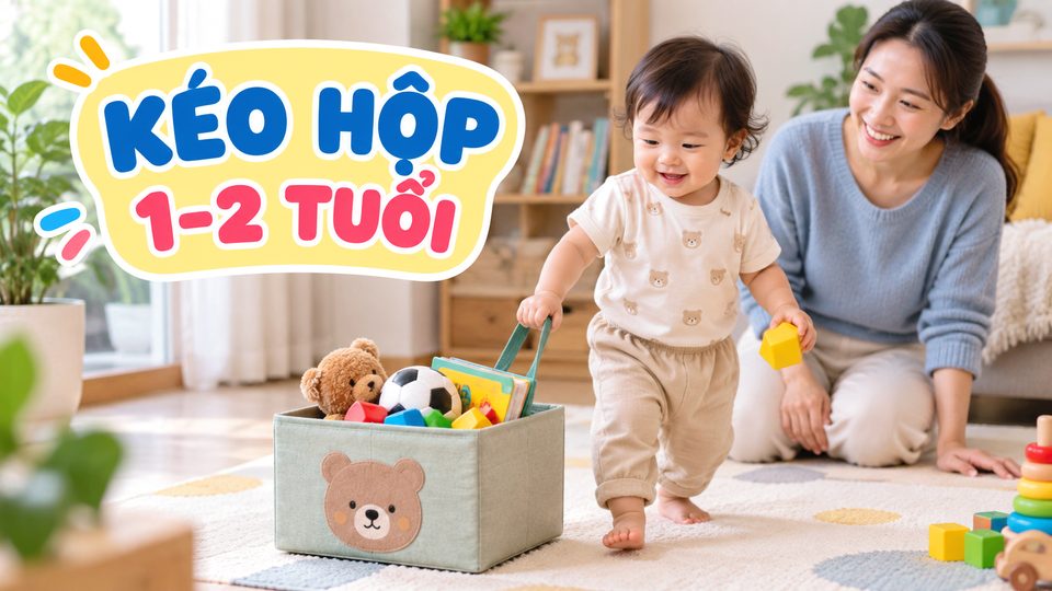 Minh họa cách chơi đồ chơi giải quyết vấn đề cho bé cùng bé độ tuổi của bé không dùng chữ trên ảnh