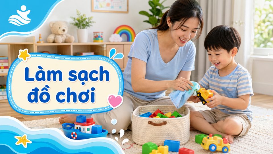 Phụ huynh chuẩn bị hoạt động trò chơi cảm xúc cho bé cho bé độ tuổi của bé trong góc chơi an toàn
