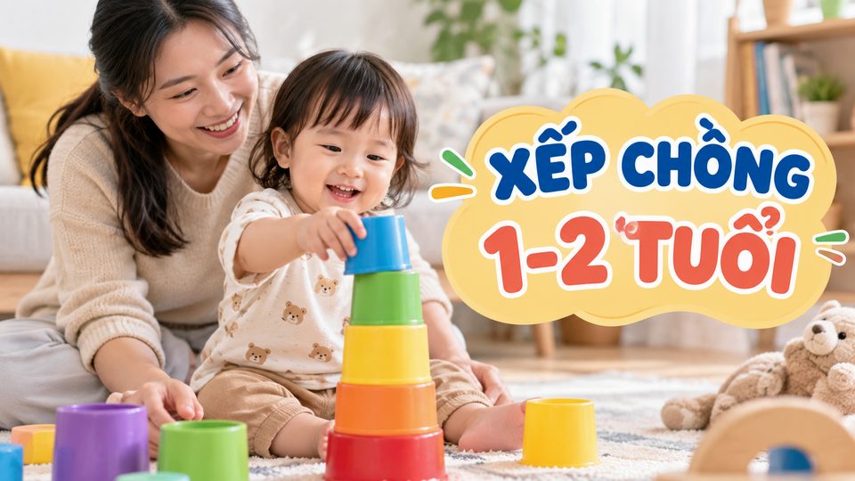 Minh họa cách chơi đồ chơi toán học cho bé 4-6 tuổi cùng bé độ tuổi của bé không dùng chữ trên ảnh