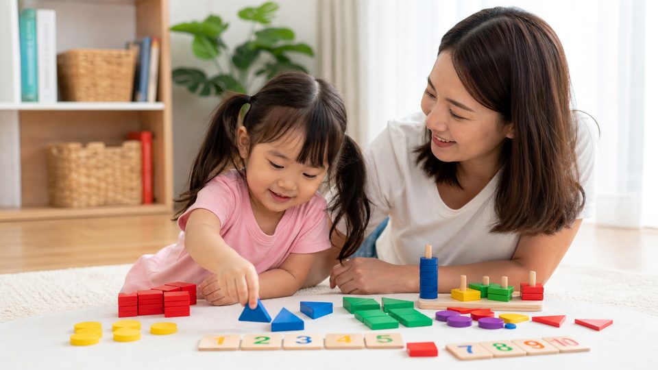 Minh họa cách chơi đồ chơi học chữ cái cho bé 4-6 tuổi cùng bé độ tuổi của bé không dùng chữ trên ảnh