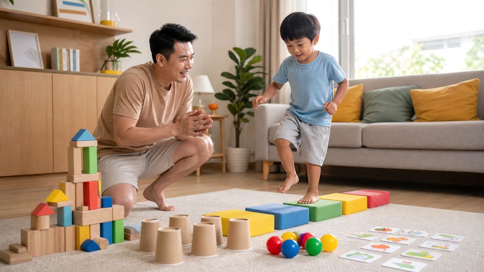 Phụ huynh chuẩn bị hoạt động thói quen buổi sáng cho bé mẫu giáo cho bé độ tuổi của bé trong góc chơi an toàn