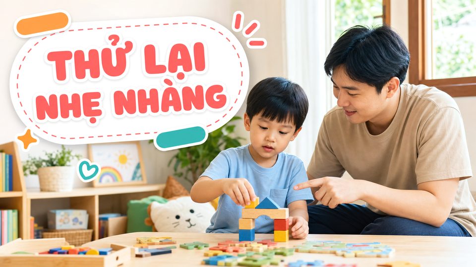 Minh họa cách chơi quà sinh nhật cho bé theo độ tuổi cùng bé độ tuổi của bé không dùng chữ trên ảnh