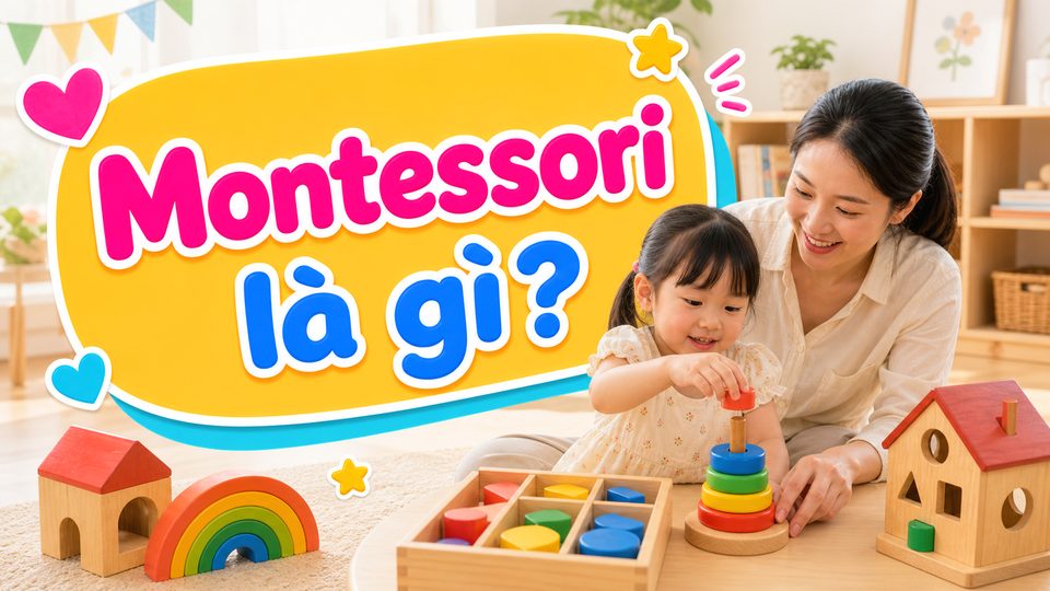 Minh họa cách chơi đồ chơi montessori là gì? cách chọn đúng cho bé cùng bé độ tuổi của bé không dùng chữ trên ảnh