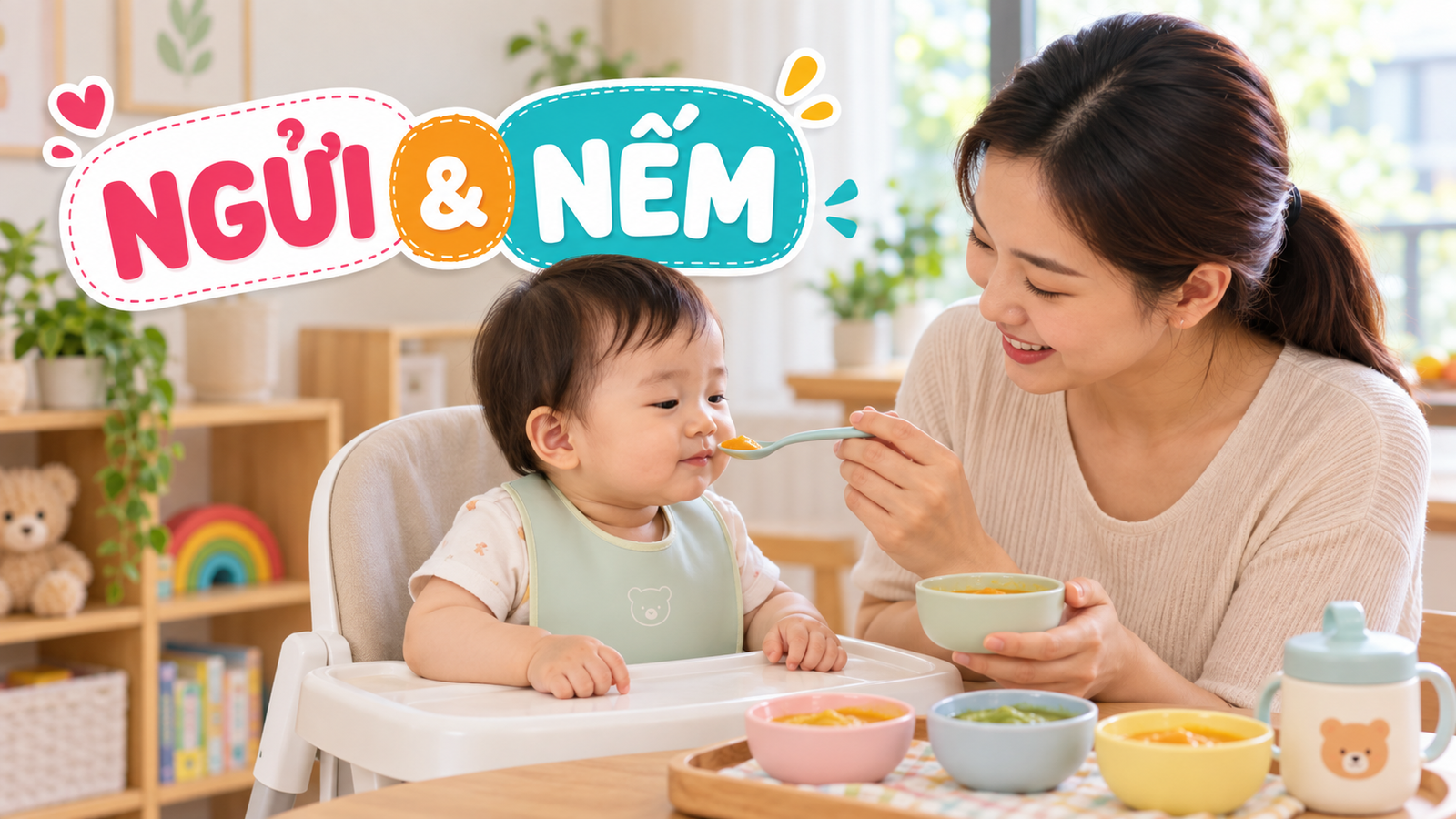 Bé 6-12 tháng làm quen mùi vị: chơi ngửi, chạm và gọi tên khi ăn dặm