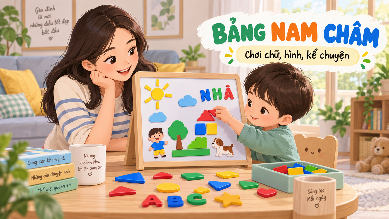 Bảng nam châm cho bé 3-5 tuổi: chơi chữ, hình và kể chuyện an toàn