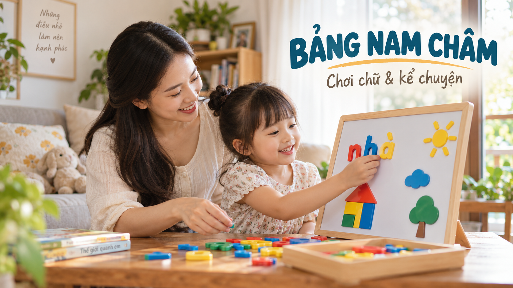 Bảng nam châm cho bé 3-5 tuổi: chơi chữ, hình và kể chuyện an toàn