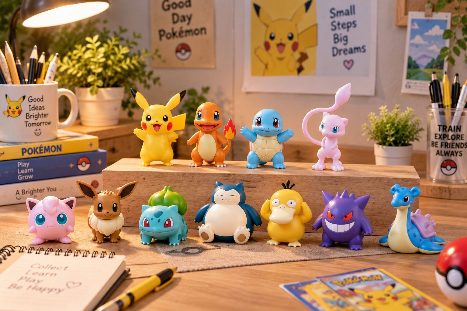 Mô hình pikachu charizard Pokemon lắp ráp dạng kit dễ thương decor bàn học bàn làm việc Aquakids - Ảnh lifestyle / cách chơi