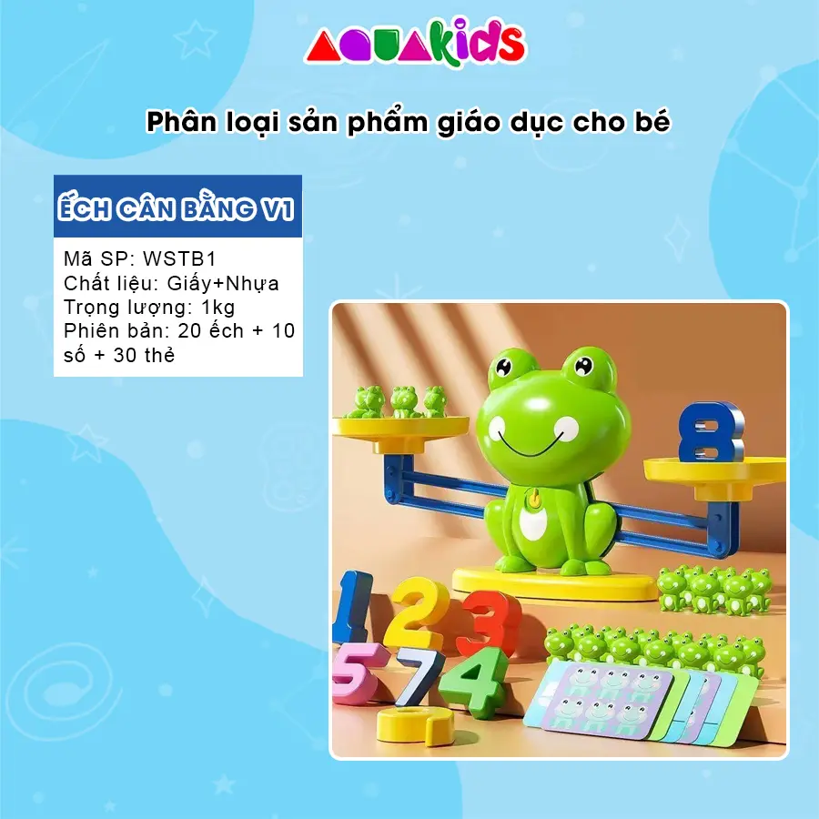 Đồ chơi giáo dục đồ chơi trí tuệ êch cân bằng toán học học số đếm phát triển tư duy cho bé trên 2 tuổi AquaKids