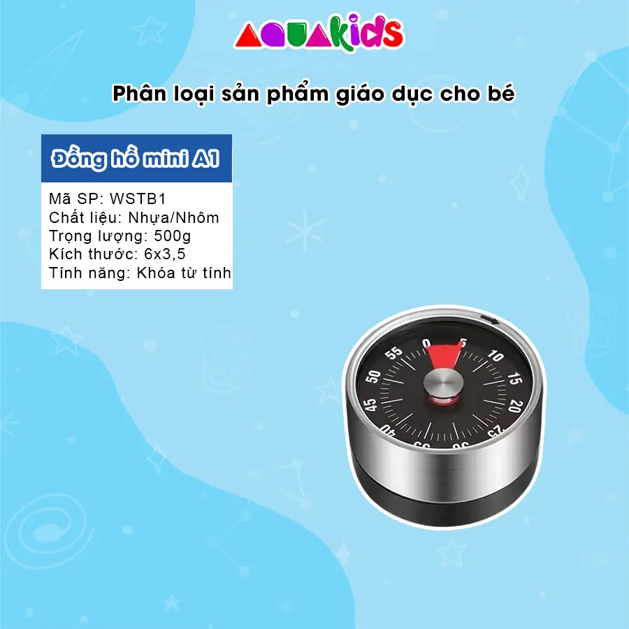 Đồng hồ hẹn giờ Pomodoro cho bé học tập - Đồng hồ đếm ngược trực quan chống trì hoãn có nam châm AquaKids