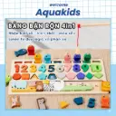 Đồ chơi bảng bận rộn dã ngoại gỗ thông minh 4in1 bé học chữ số, hình khối, màu sắc kèm câu cá Aquakids