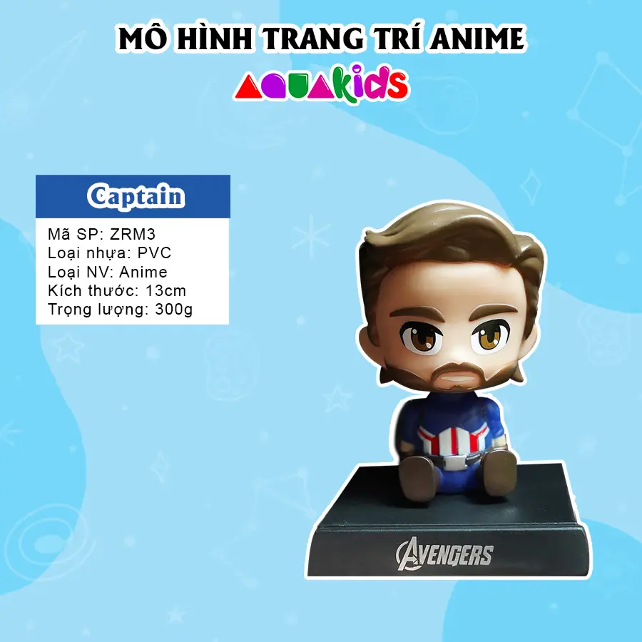 Mô hình siêu nhân siêu anh hùng lắc đầu marvel DC Ironman Captain Người Nhện Thanos Aquakids