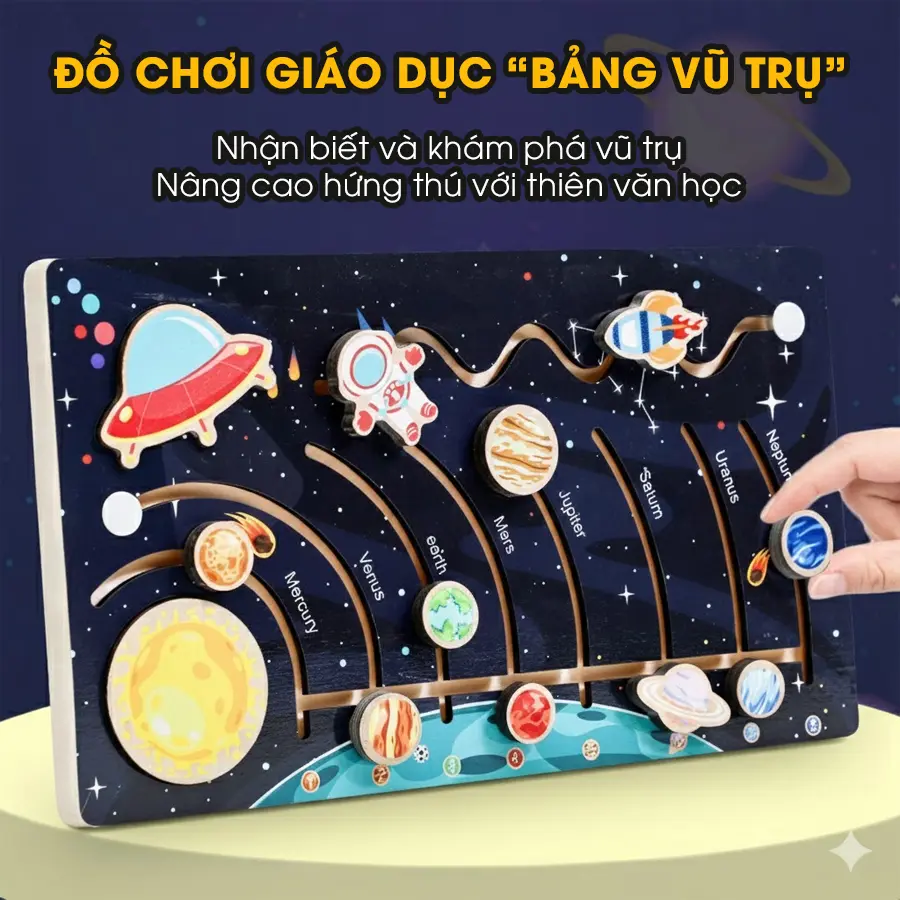 Bảng bận rộn nhận biết tìm hiểu vị trí 8 hành tinh trong hệ mặt trời đồ chơi giáo dục khoa học Aquakids