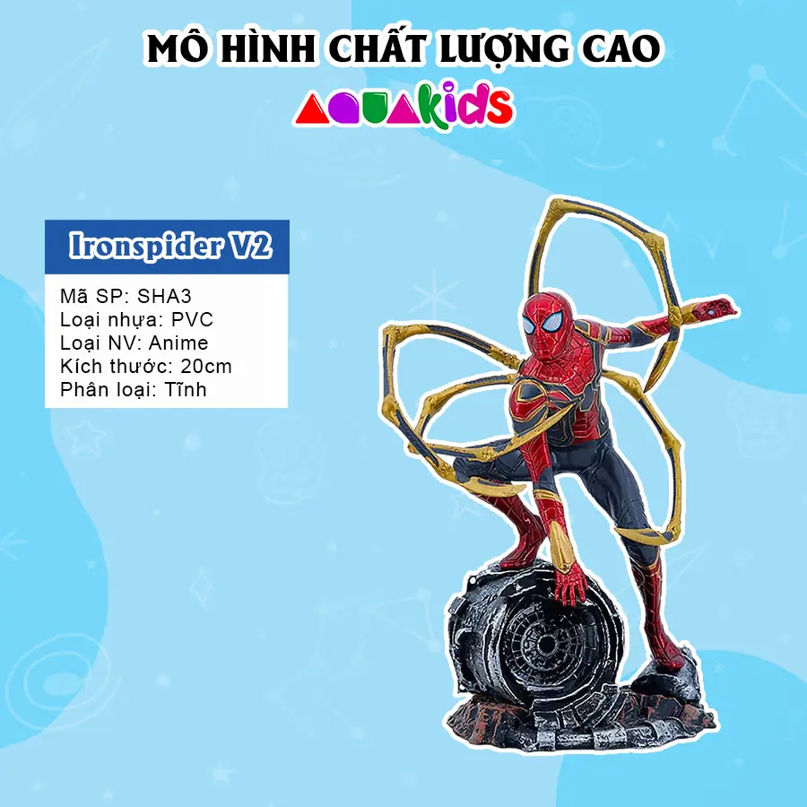 Mô hình spiderman Iron Spider người nhện 20-25cm decor siêu nhân siêu anh hùng avenger cao cấp endgame giá rẻ Aquakids