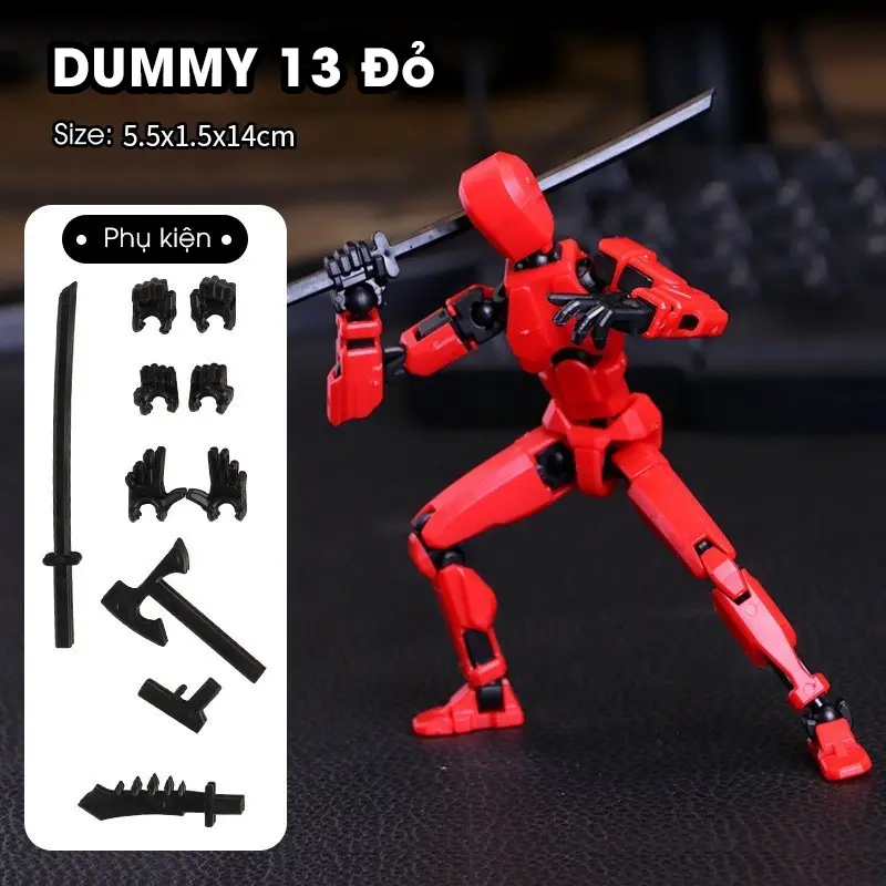 Mô hình dummy 13 robot figure kit khớp cử động linh hoạt kèm phụ kiện 4 vũ khí và 6 bàn tay Aquakids