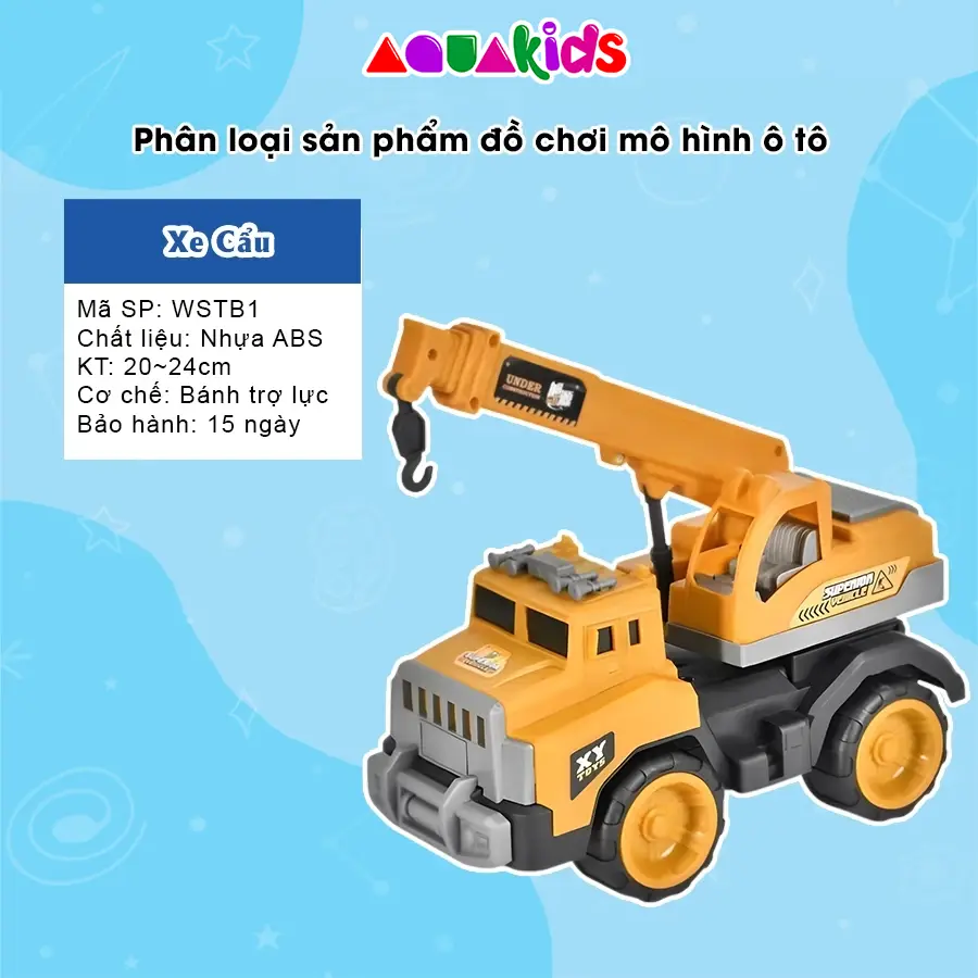 Ô tô xe ben chở cát cần cẩu trộn bê tông cỡ lớn đồ chơi trẻ em làm quà tặng cho bé Aquakids