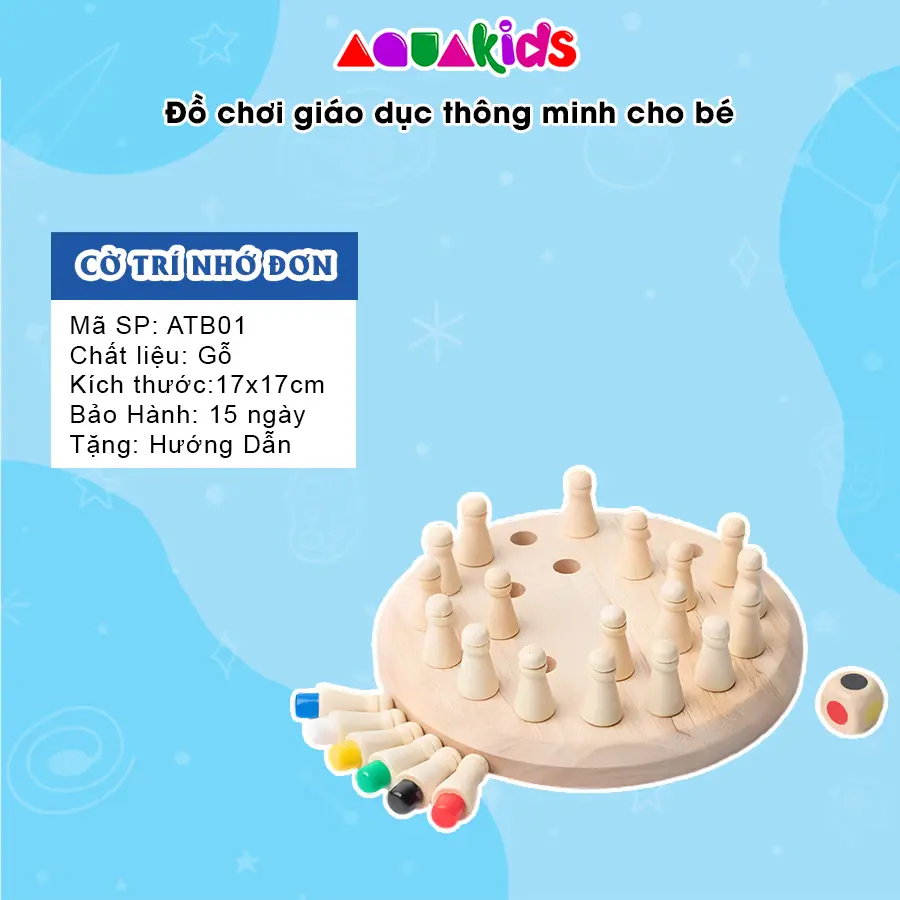 Bộ trò chơi cờ trí nhớ rèn luyện màu sắc thông minh bằng gỗ giúp bé luyện trí nhớ tư duy Aquakids