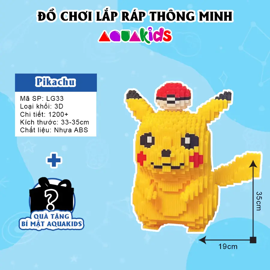 Mô hình đồ chơi lắp ráp rồng lửa Charizard Pokemon nhân vật cỡ lớn Aquakids