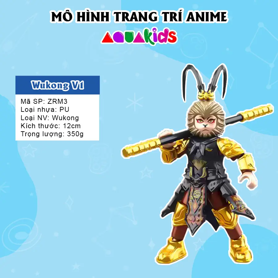 Mô hình lắp ráp Black Myth Wukong Tôn Ngộ Không cầm gậy như ý nhân vật mảnh trơn có thể cử động