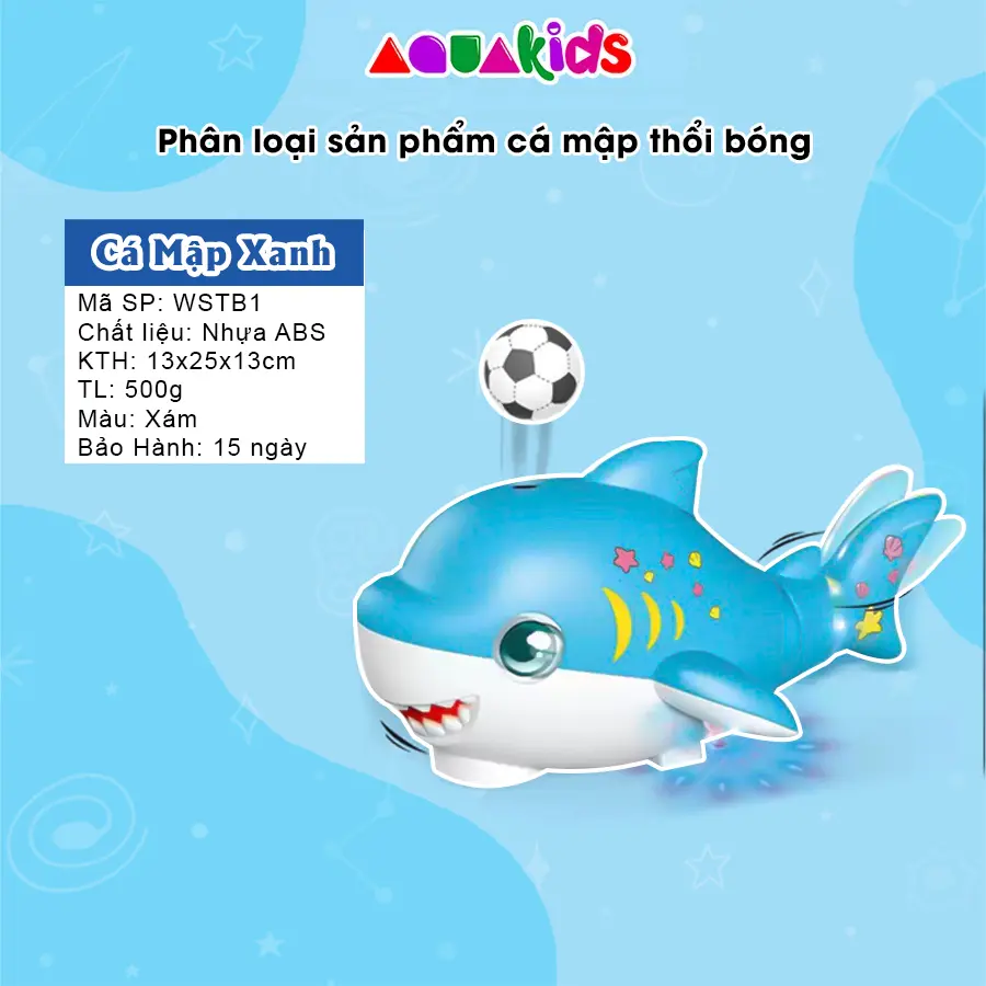 Đồ chơi cá mập thôi bóng di chuyển có nhạc quà tặng cho bé trai bé gái AquaKids