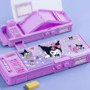 Hộp bút nhiều ngăn đa năng cho bé trai bé gái có khóa mật khẩu 2 lớp chủ đề Kuromi/Melody AquaKids