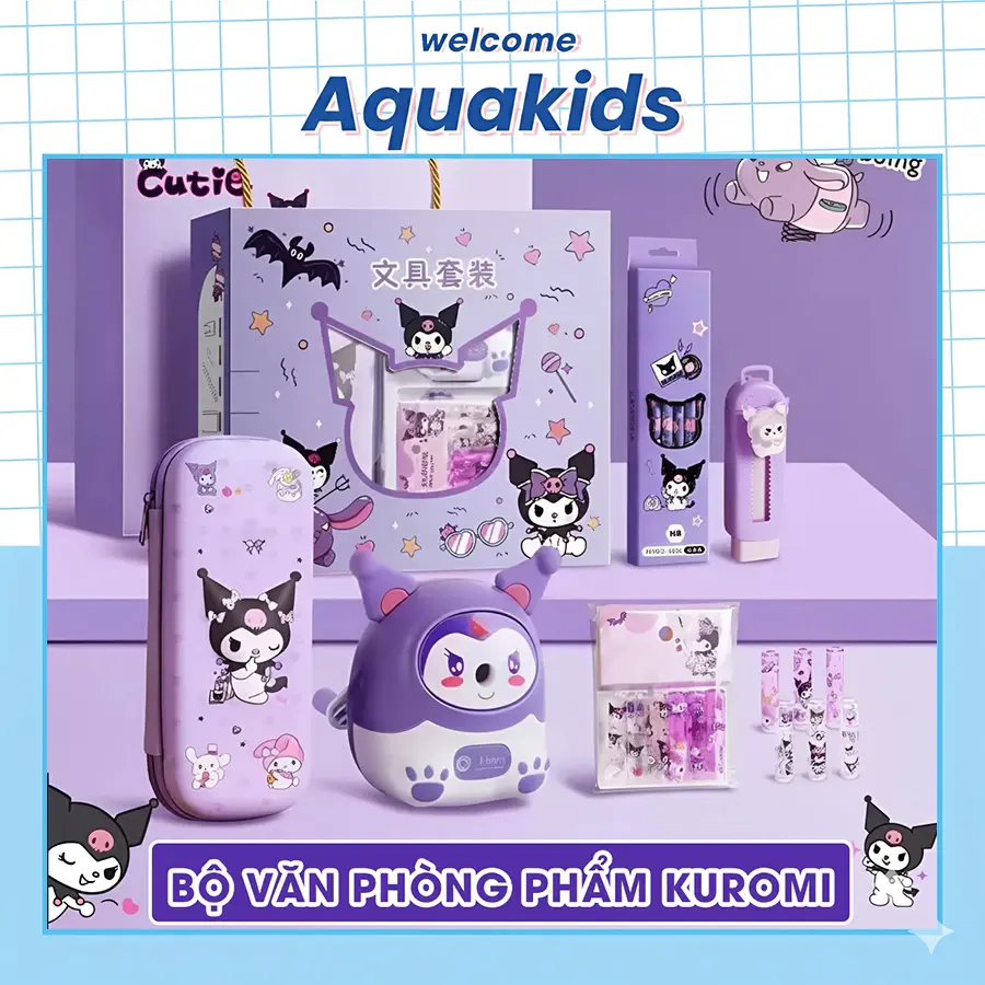 Bộ dụng cụ học tập văn phòng phẩm chủ đề Kuromi, Melody, Capybara đa năng AquaKids