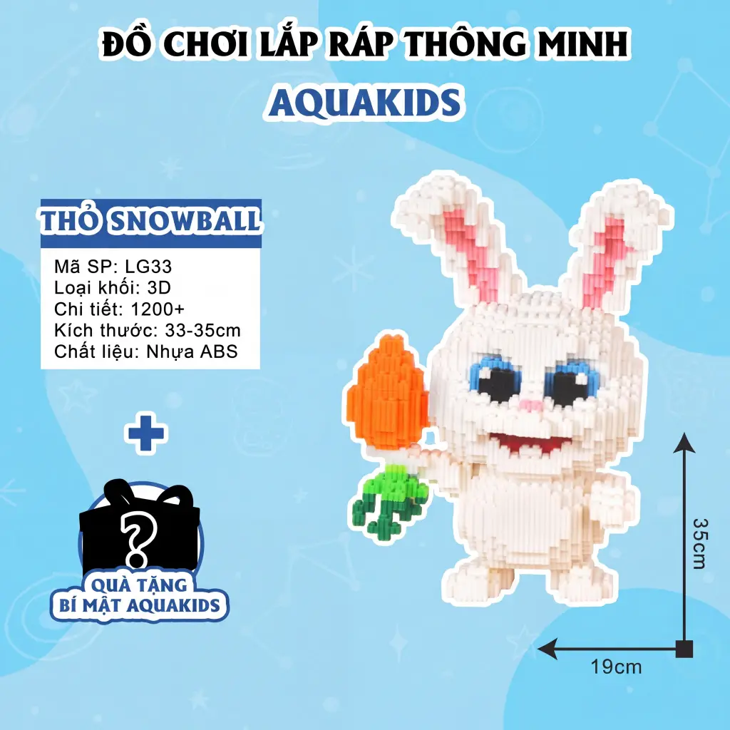 Bộ mô hình đồ chơi lắp ráp 3D xếp hình cáo và thỏ zootopia cỡ vừa cao 32cm