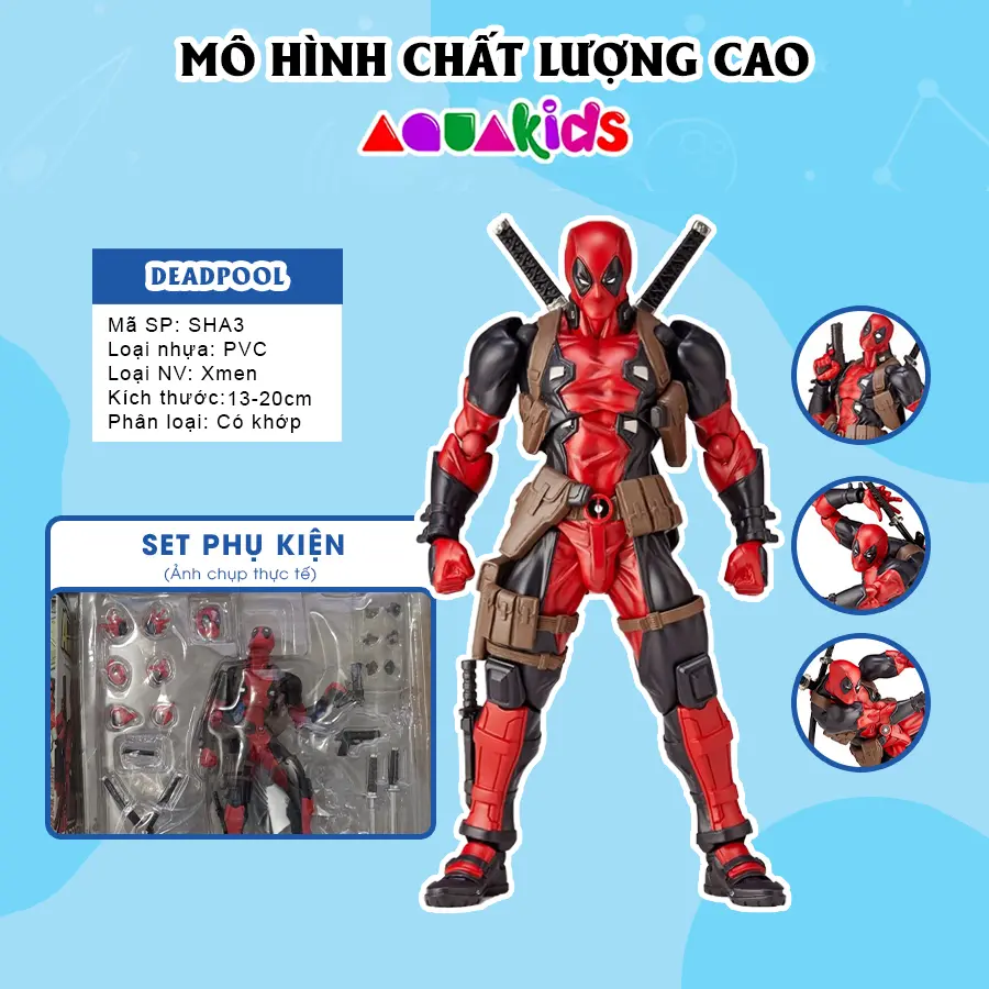 Mô hình Deadpool SHF người sói wolverine venom canage marvel revotech có khớp đồ chơi cử động decor to cao 20cm